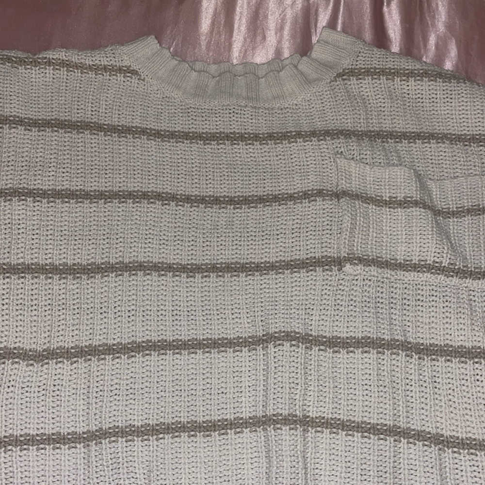 American Eagle brown and white striped sweater. Size XS, fits like a small